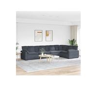Canapé modulaire avec coussins en velours gris foncé