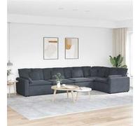 Canapé modulaire avec coussins en velours gris foncé