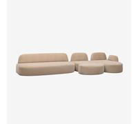 Canapé modulaire avec méridienne droite en 3 pièces comprenant un module d'angle et un pouf tapissé Giorgia