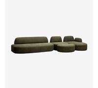 Canapé modulaire avec méridienne droite en 3 pièces comprenant un module d'angle et un pouf tapissé Giorgia