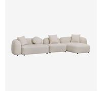 Canapé modulaire avec méridienne droite en 3 pièces en chenille Coco