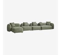 Canapé modulaire avec méridienne gauche 4 pièces en chenille Coco
