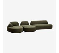 Canapé modulaire avec méridienne gauche en 3 pièces avec module d'angle et pouf rembourré Giorgia