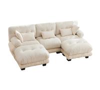 Canapé modulaire, Canapé d'angle confortable, Assise extra-large, Tissu velours et design ergonomique, Grand canapé 5 places en forme de nuage, Rembourrage 100% mousse à mémoire de forme
