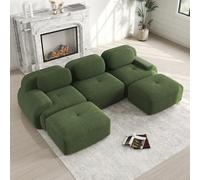 Canapé modulaire en U en velours côtelé de qualité supérieure, canapé 3 places,aucun assemblage requis, antidérapant et adapté aux animaux de compagnie,revêtement hautement élastique 32D,Vert