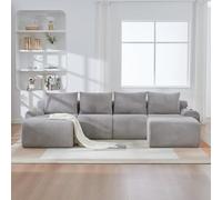 Canapé modulaire en velours côtelé pour 4 personnes (avec 2 tabourets), combinable librement, avec porte-gobelet et sac de rangement latéral, idéal pour le salon, la chambre familiale et d'autres