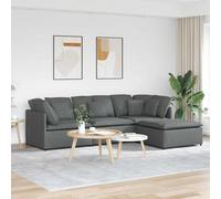 vidaXL Canapé modulaire 3321298, avec pouf et coussins, tissu gris foncé, Gris G