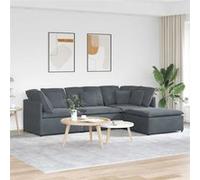 Canapé modulaire et repose pieds et coussins velours gris foncé Multicolore G