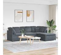 Vidaxl Canapé Modulaire Et Repose-Pieds Et Coussins Velours Gris Foncé Gris