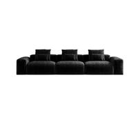 Canapé modulaire modulaire en chenille avec coussins profonds pour salon, bureau, appartement, canapé nuage confortable, noir, 2,4 m