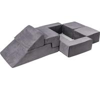 Canapé modulaire pour enfants - Briques en mousse souple pour jouer, Bricks, Velvet, Gris