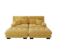 Canapé modulaire, style nuage, paysage de salon, housse en chenille, assise profonde, coussin de dossier, coussin lombaire, ottoman, combinaison flexible, structure en bois massif, accoudoirs