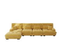 Canapé modulaire, style nuage, paysage de salon, housse en chenille, assise profonde, coussin de dossier, coussin lombaire, ottoman, combinaison flexible, structure en bois massif, accoudoirs