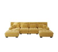 Canapé modulaire, style nuage, paysage de salon, housse en chenille, assise profonde, coussin de dossier, coussin lombaire, ottoman, combinaison flexible, structure en bois massif, accoudoirs