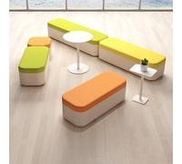 Canapé modulaire, tabouret rectangulaire à haute structure, canapé de salon rembourré en cuir, cadre en bois massif, design de blocage des couleurs, pour bureau, maison, salon et école