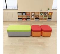 Canapé modulaire, tabouret rectangulaire à haute structure, canapé de salon rembourré en cuir, cadre en bois massif, design de blocage des couleurs, pour bureau, maison, salon et école 3 pièces