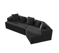 Canapé modular avec tissu confort Corduroy Noir 307x159x67 cm