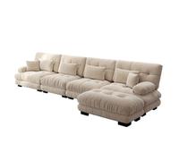 Canapé Modular Coin Canapé en L 4 Places Chenille Café Clair 406 x 145 x 81 cm