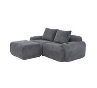 Canapé modular coin pour 2 personnes avec tabourets combinable velours côtelé gris foncé 200x174x80 cm