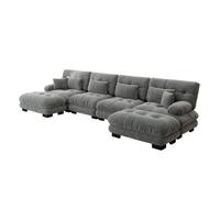 Canapé modular coin U-forme confortable chenille gris 406x145x81 cm
