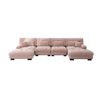 Canapé Modular Coin U-forme Confortable Chenille Rose 406x145x81 cm