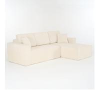 Canapé modular en velours côtelé beige 2 places avec coin lit transat