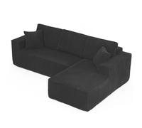 Canapé modular L-forme en velours côtelé noir avec rembourrage en mousse haute densité