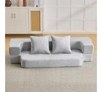 Canapé Multifonctionnel avec 2 Coussins,Canapé Convertible Moderne,Canapé 2 Places de Sol Gain de Place,Mousse Haute résilience,pour Salon et Chambre,Aucun Montage requis,Gris Clair