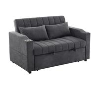 Canapé multifonctionnel moderne, canapé-lit, canapé-lit avec fonction de couchage, canapé double avec dossier réglable, avec porte-boisson et coussin