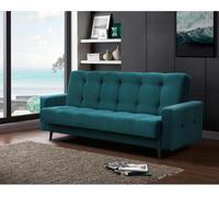 Canapé Nancy BIS trois places avec fonction de couchage canapé tapissier en velours canapé avec pieds en bois à ressorts, tissu : kronos 04 - navy