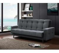 Canapé Nancy BIS trois places avec fonction de couchage canapé tapissier en velours canapé avec sommier à ressorts pieds en bois, tissu : paros 06 - anthracite