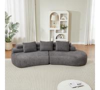 Canapé Noix de Cajou Modulaire avec 3 Dossiers,Moderne Salon Gris,Chenille | 306x103cm,Canapé Rembourré Incurvé,Demi-Lune,Bords Arrondis,Famille Animaux Domestiques,Pour Chambre,Amis,Entrée,Appartement