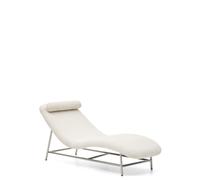 Canapé Osla en chenille beige avec pieds en acier inoxydable brossé 175 cm