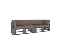 Vidaxl Canapé Palette 2 Places Avec Coussins Pin Imprégné De Gris Gris
