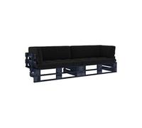 Vidaxl Canap¿¿ Palette 2 Places Avec Coussins Pin Impr¿¿Gn¿¿ De Noir Noir