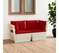 Vidaxl Canapé Palette À 2 Places De Jardin Avec Coussins Bois D'épicéa
