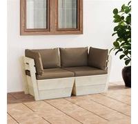 Vidaxl Canapé Palette À 2 Places De Jardin Avec Coussins Bois D'épicéa