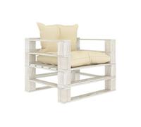 Vidaxl Canapé Palette De Jardin Avec Coussins Crème Bois