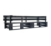 Canapé palette - vidaXL - 2 places - Bois massif - Noir - Résistant aux intempéries