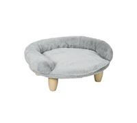 PawHut Canapé pour Chien lit pour Chien Chat Animal Domestique Amovible Lavable revêtement en Peluche Pieds en Bois de pin Solide 47 x 40 x 20 cm Gris