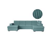LOUNGITUDE Canapé panoramique Paola Convertible avec 2 coffres en Velours côtelé