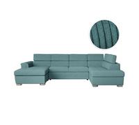 LOUNGITUDE Canapé panoramique Paola Convertible avec 2 coffres en Velours côtelé