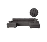 LOUNGITUDE Canapé panoramique Paola Convertible avec 2 coffres en Velours côtelé