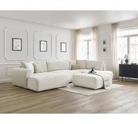 Canapé panoramique convertible coffre LUCIEN gros côtelé doux avec pouf vert angle gauche BOBOCHIC 6 places Angle gauche Vert