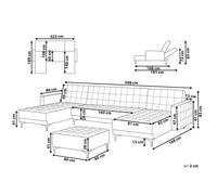 Canapé panoramique convertible en tissu gris foncé 5 places avec pouf ABERDEEN