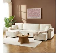 Canapé panoramique convertible GAVI 6 places tissu beige