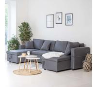Happy Garden Canapé panoramique convertible Scott 4 places gris chiné