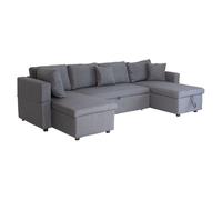 Canapé panoramique convertible SCOTT 4 places gris chiné