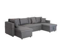 Canapé panoramique convertible simili SCOTT 4 places gris