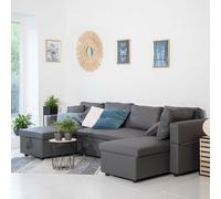 Happy Garden Canapé panoramique convertible SCOTT simili 4 places gris